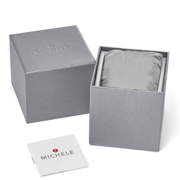 Michele Cape Chronograph Blue Dial Yellow Topaz Markers FULL SET w TAG - Picture 2 of 8